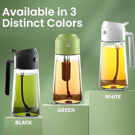 Olive Oil Sprayer and Oil Dispenser Bottle for Kitchen, Glass Oil Bottle with Premium Nozzle
