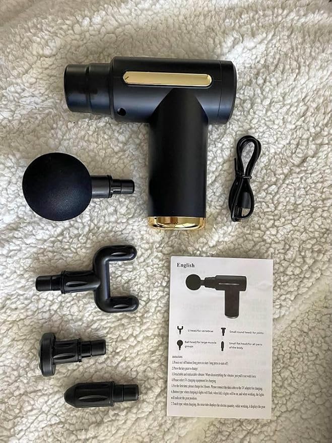 Gun Massager for Full Body Pain Relief, Rechargeable Cordless Deep Tissue Massage Machine for Legs & Arms