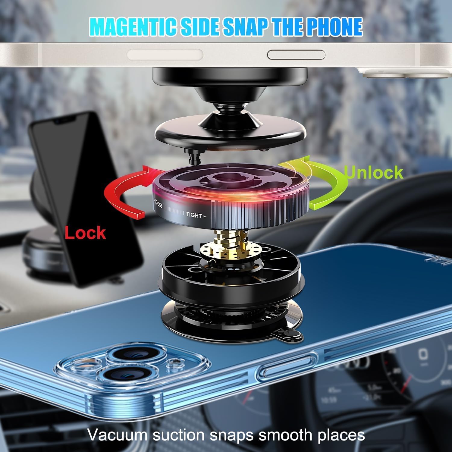 360° Vaccum Magnetic Phones Holder